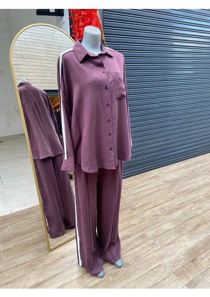Kadın Yanlar Şeritli Palazzon Pantolon