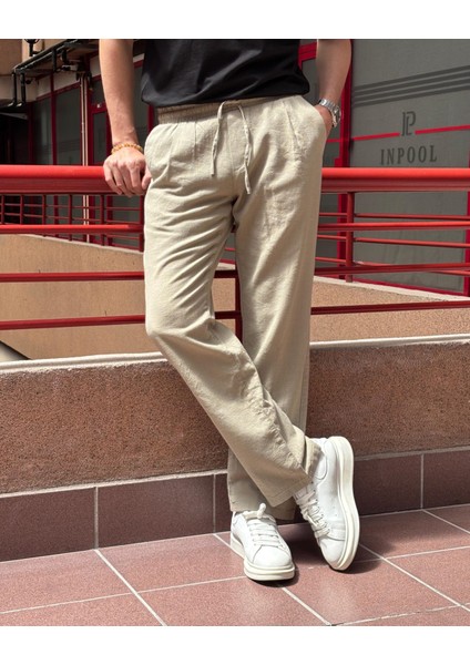Erkek, Bel lastikli, Geniş kesim, Keten dokuma, pamuklu, pileli pantolon 302 fiyatları