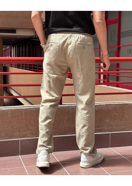 Erkek, Bel lastikli, Geniş kesim, Keten dokuma, pamuklu, pileli pantolon 302 indirimleri