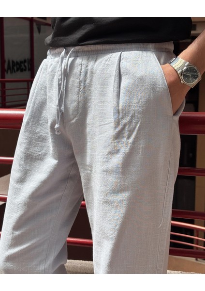 Erkek, Bel lastikli, Geniş kesim, Keten dokuma, pamuklu, pileli pantolon 302 indirimleri