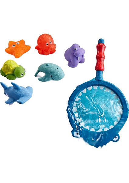 Bebek Banyo Oyuncakları Köpekbalığı Ağı Balık + 6 Küçük Hayvan Oyuncak (Yurt Dışından)
