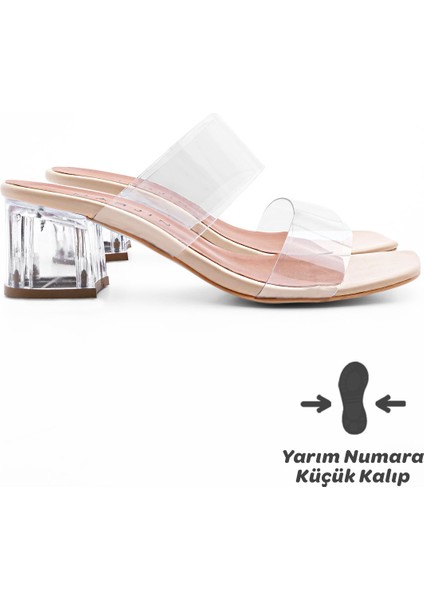 Kadın Şeffaf Bantlı Şeffaf Topuklu Terlik Yesva modelleri