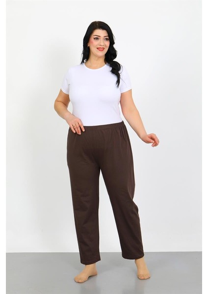 Modaserdem Mdsrdm Kadın Büyük Beden Kahve Tek Alt Pijama 27555