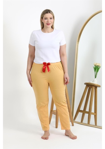 Modaserdem Akbeniz Kadın Pamuklu Büyük Beden Alt Pijama 27559 Sarı