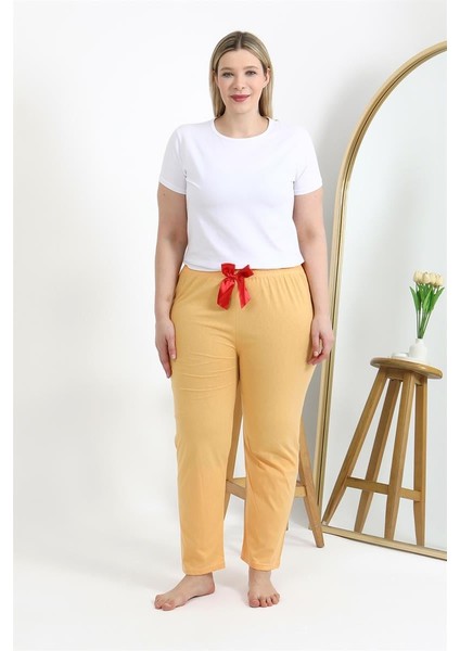 Modaserdem Akbeniz Kadın Pamuklu Büyük Beden Alt Pijama 27559 Sarı