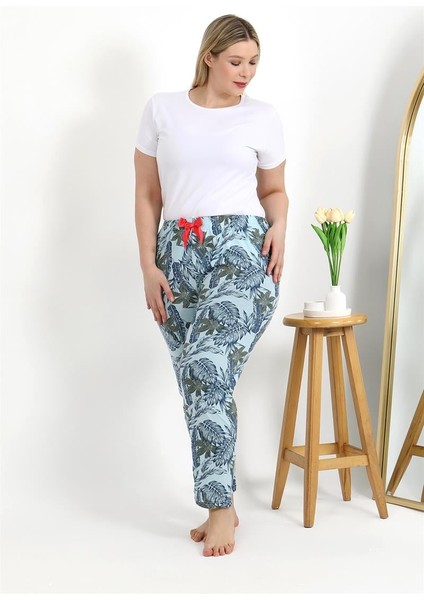 Kadın Pamuklu Büyük Beden Alt Pijama 27558 Mavi