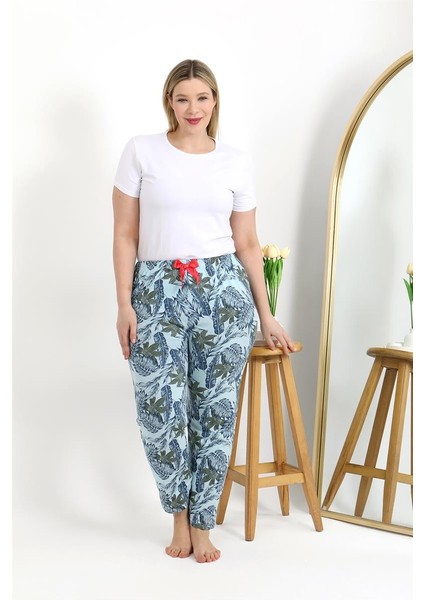 Kadın Pamuklu Büyük Beden Alt Pijama 27558 Mavi indirimleri