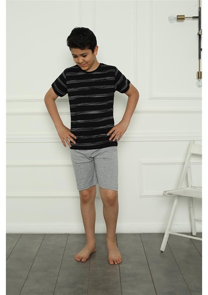 Erkek Çocuk Penye Şortlu Pijama Takım 20392 modelleri