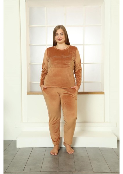 Modaserdem Mdsrdm Büyük Beden Kadın Kadife Pijama Takım 9074