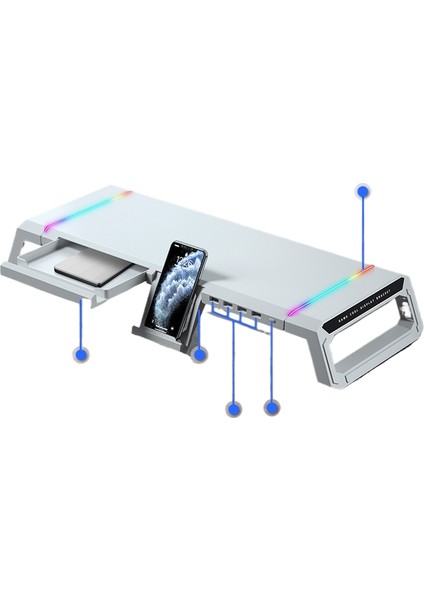 Bilgisayar Monitörü Yükseltici Stand Çok Fonksiyonlu Stand Masaüstü Yükseltici Stand Katlanır Depolama Tabanı (Yurt Dışından)