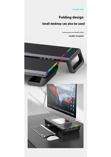 Bilgisayar Monitörü Yükseltici Stand Çok Fonksiyonlu Stand Masaüstü Yükseltici Stand Katlanır Depolama Tabanı (Yurt Dışından)