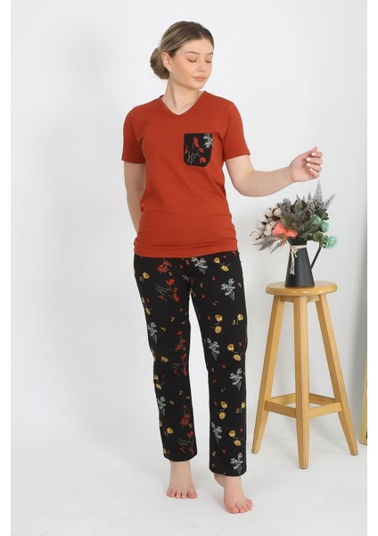 Modaserdem Mdsrdm Kadın Kısa Kol Pamuk Penye Pijama Takım Kremit 4214