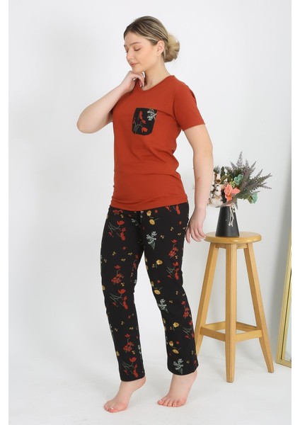 Modaserdem Mdsrdm Kadın Kısa Kol Pamuk Penye Pijama Takım Kremit 4214