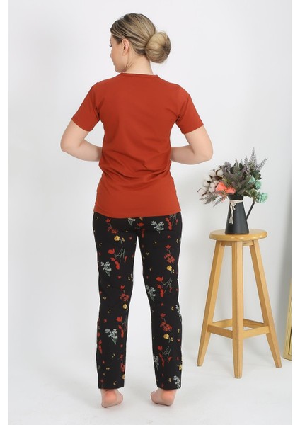 Modaserdem Mdsrdm Kadın Kısa Kol Pamuk Penye Pijama Takım Kremit 4214