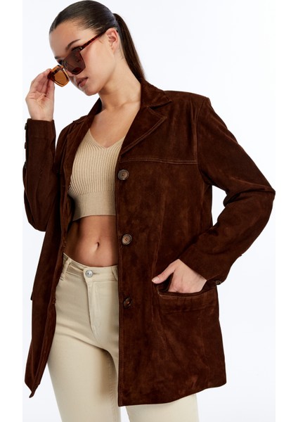 Kadın Hakiki Deri Süet Ceket