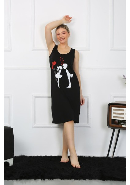 Kadın Kalın Askılı Penye Uzun Siyah Gecelik 12001 fiyatları