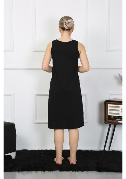 Kadın Kalın Askılı Penye Uzun Siyah Gecelik 12001 fırsatları