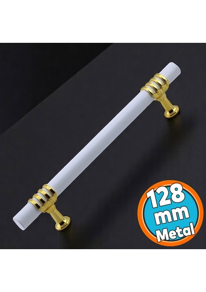 Mobilya Mutfak Dolabı Çekmece Dolap Kulpları Kapak Kulpu Kulbu Beyaz Altın 128 mm Metal KULP12.8 cm
