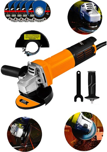 WS-45T 1800 Watt Metal Şanzuman Çift Bakır Sargı Avuç Içi Taşlama Demir Metal Kesme Makinası 5taş