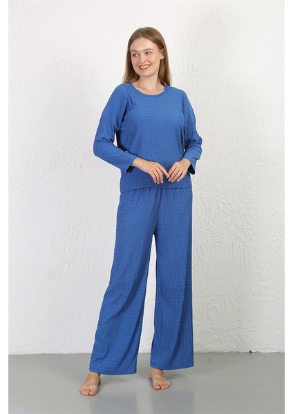 Modaserdem Mdsrdm Kadın Bürümcük Kumaş Pijama Takım Saks 4233