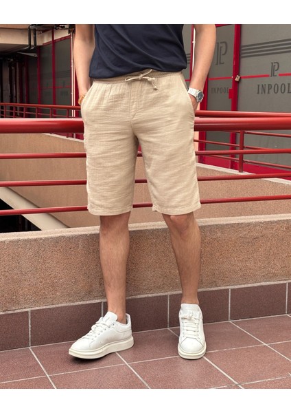 Erkek, bel lastikli, Regular Fit, Müslin dokuma, %100 pamuk, yazlık şort-bermuda 303 fırsatları