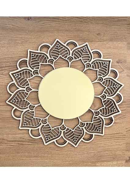 Aynalı Mandala Çerçeveli Minimalist Ahşap Tablo