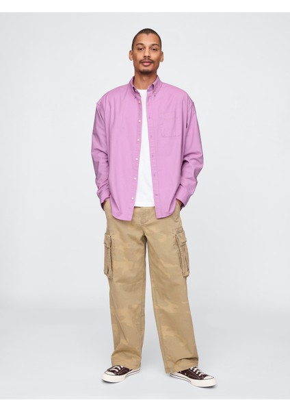 Erkek Mor Desenli Oxford Big Gömlek indirimleri