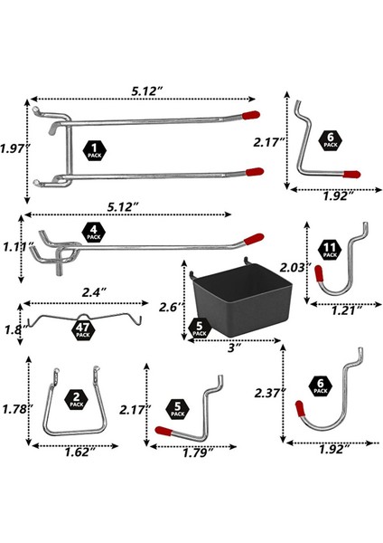 114 Adet Mandal Panosu Kancaları Çeşitliliği Depolama Sistemi Aletlerini Düzenlemek Için (Yurt Dışından) modelleri