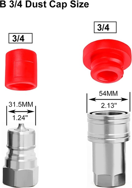 -B 3/4 Hidrolik Hızlı Bağlantı Elemanı Erkek Toz Kapağı ve Dişi Tapa Kapağı (Yurt Dışından) modelleri
