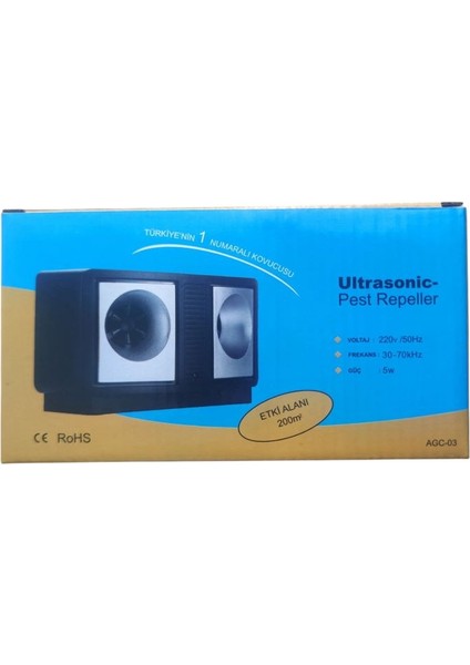 Ultrasonik Fare, Haşere, Böcek Kovucu Speaker Çift Hoperlör 230 M2 Cihaz