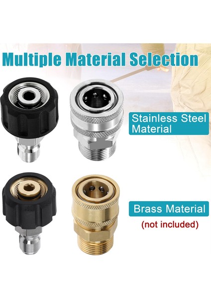 4 Adet Basınçlı Yıkama Makinesi Adaptör Seti, M22 14MM - M22 Metrik Bağlantı (Yurt Dışından)