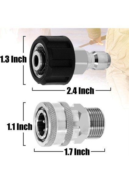 4 Adet Basınçlı Yıkama Makinesi Adaptör Seti, M22 14MM - M22 Metrik Bağlantı (Yurt Dışından)