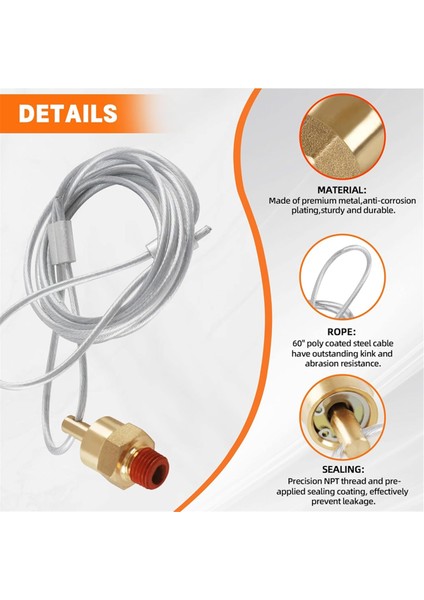 5 Adet Hava Tankı Tahliye Vanası Fiş Konnektörü 60 Inç Kablo, A (Yurt Dışından) fiyatları