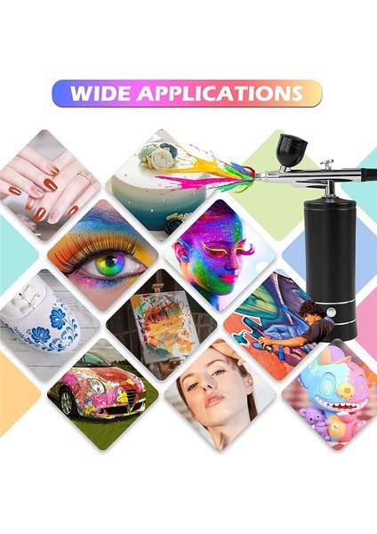 Hava Fırçası Tırnak Oksijen Enjektörü Mini Hava Kompresörü Takımı, Siyah (Yurt Dışından) fırsatları