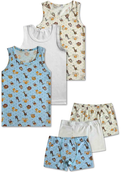 %95 Pamuklu Erkek Çocuk Atlet Boxer 3lü Set