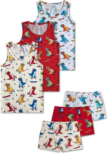 %95 Pamuklu Erkek Çocuk Atlet Boxer 3lü Set