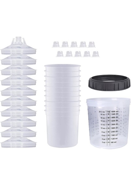 1set Sprey Boya Tankı Püskürtme Karıştırma Kabı 600ML (Yurt Dışından)