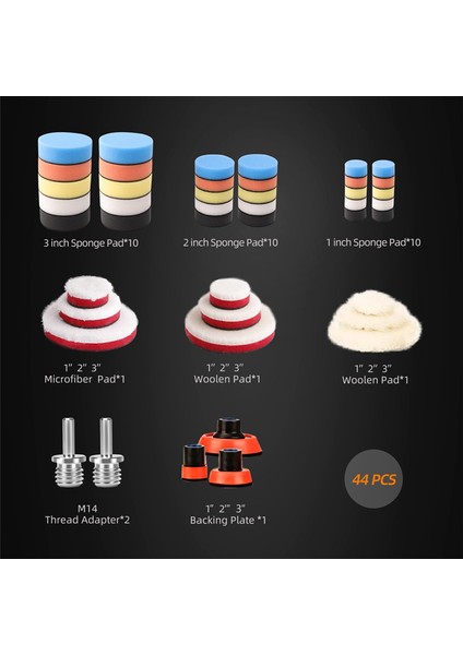 Araba Köpük Matkap Cilalama Pedi Seti, 44 Adet 1 Inç 2 Inç 3 Inç Detay Seti (Yurt Dışından) modelleri