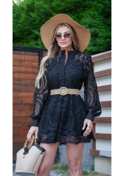 Siyah Dantel Detay Elbise modelleri