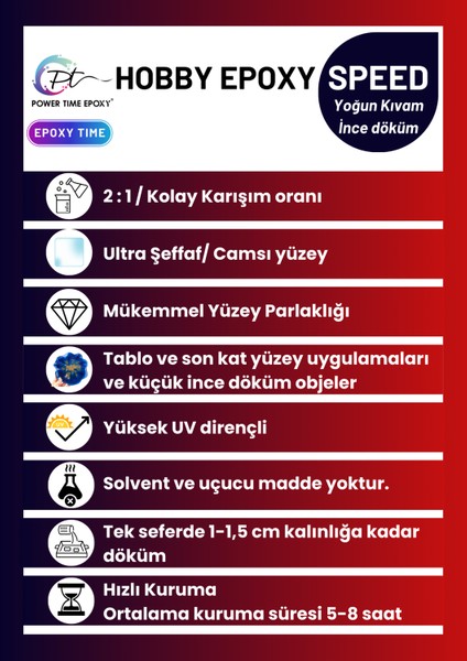 Hobi Epoksi Speed/ Hızlı Kuruma/ Ultra Şeffaf ve Parlak Epoksi Reçine Ince Döküm Yoğun kıvam fiyatları