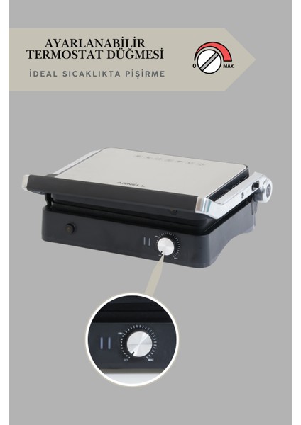 Primo Tost Makinesi | 2000W Güç | Yapışmaz Plaka | Yağ Hazneli Termostatlı tost makinası