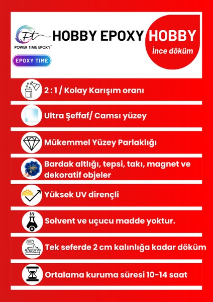 Hobby Epoxy/ Ultra Şeffaf ve Parlak Epoksi Reçine Ince Döküm Hobi Epoksi