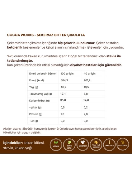 Şekersiz Bitter Çikolata 3 Adet 42 gr fiyatları