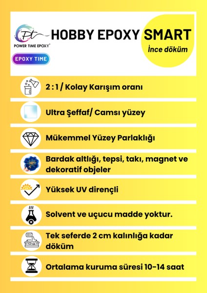 Hobby Epoxy Smart/ Ultra Şeffaf Ince Döküm Hobi Epoksi Reçine 1500 Gram