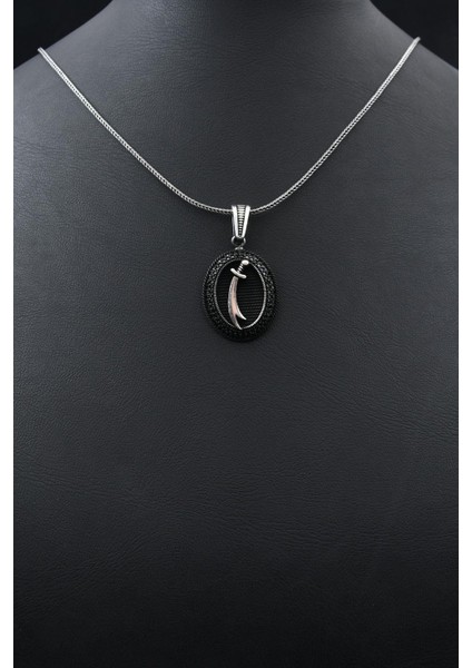 Kolye Ucu Siyah Mikro Taş Süslemeli Hz. Ali Zülfikar Kılıcı 925 Ayar Gümüş 901825 fırsatları