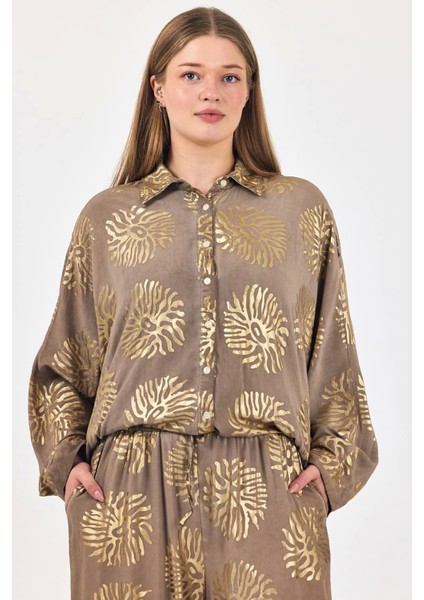 Varaklı Desenli Kadın Takım-Kahve fiyatları