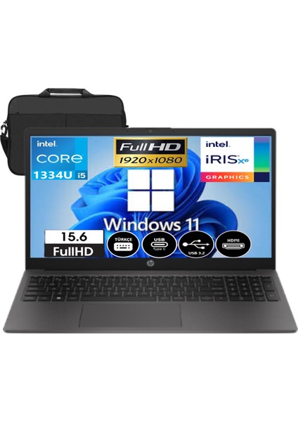 250 G10 Intel Core I5-1334U 8gb Ram 256GB SSD 15.6'' Fullhd WINDOWS11 Taşınabilir Bilgisayar B2NC9ES-C1 & Çanta Hediyeli