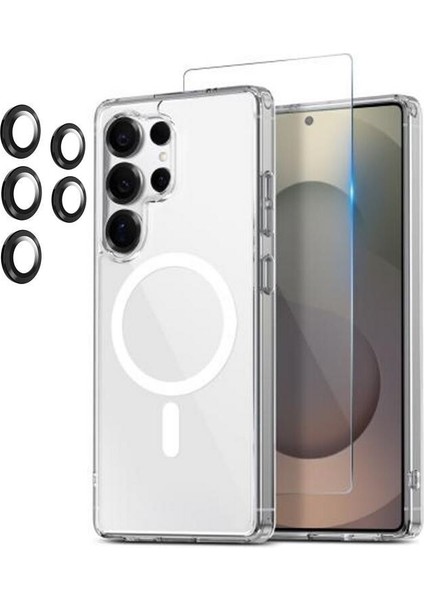 Samsung Galaxy S25 Ultra Kılıf Manyetik Şarj Özellikli Kılıf Ekran ve Lens Koruyucu