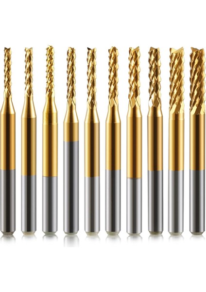 Uç Freze Setleri, 10 Adet Titanyum Kaplama Uç Freze, 1/8 Inç Şaft (Yurt Dışından)