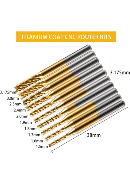 Uç Freze Setleri, 10 Adet Titanyum Kaplama Uç Freze, 1/8 Inç Şaft (Yurt Dışından) modelleri